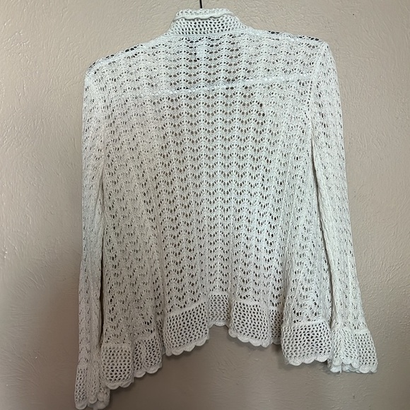 Point Elle cardigan sweater knit white sweater Size L - Picture 3 of 6